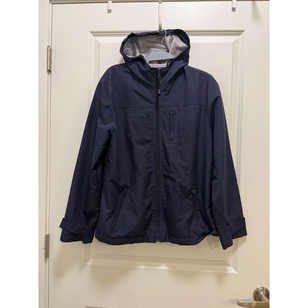 Gap Mens Navy Blue Hooded Windbreaker Jacket Mesh Lined Full Zip Size M